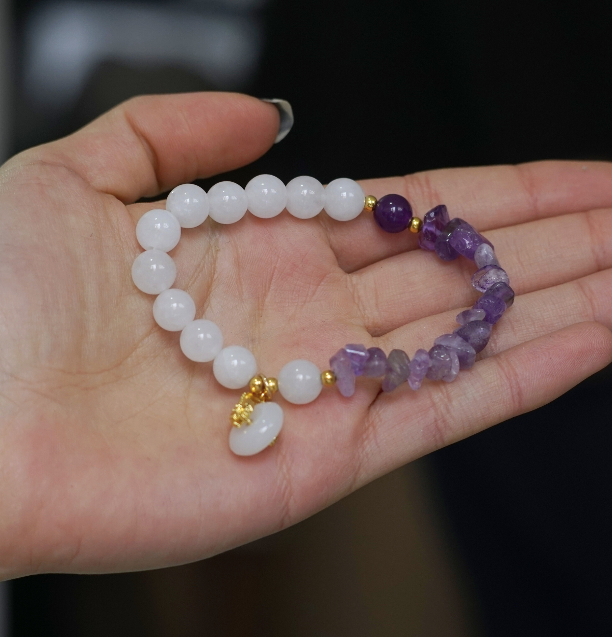 Pulsera Amatista y Cuarzo Cristal - Imagen 2