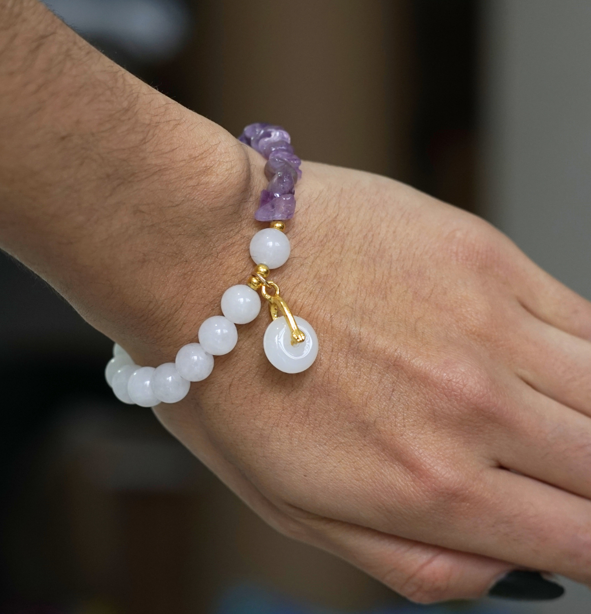 Pulsera Amatista y Cuarzo Cristal