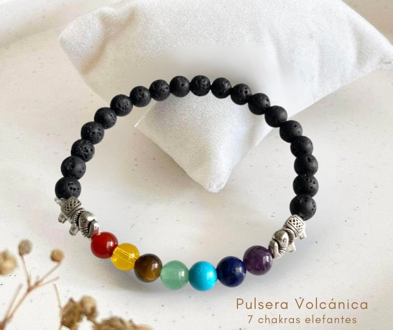 Pulsera Piedra Volcanica 7 Chakras